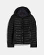 COACH®,PACKABLE SIGNATURE EMBOSSED DOWN JACKET,Black,Front View