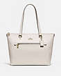 COACH®,GALLERY TOTE,Leather,Large,Gold/Chalk,Front View