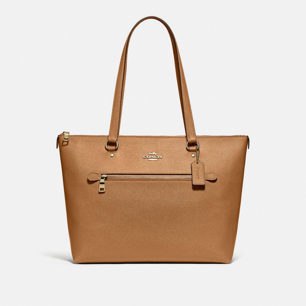 COACH®,GALLERY TOTE,Large,Gold/Light Saddle,Front View