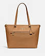 COACH®,GALLERY TOTE,Leather,Large,Gold/Light Saddle,Front View