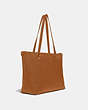 COACH®,GALLERY TOTE,Leather,Large,Gold/Light Saddle,Angle View