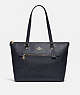 COACH®,GALLERY TOTE,Leather,Large,Gold/Midnight,Front View