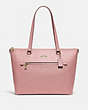 COACH®,GALLERY TOTE,Leather,Large,Gold/Pink Petal,Front View