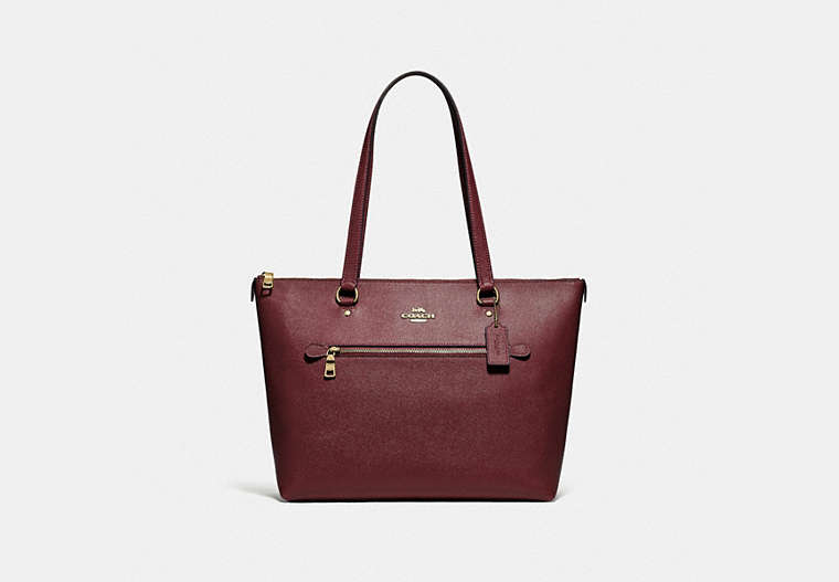 COACH®,CABAS GALLERY,Cuir,Or/Rouge vin,Front View