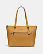 COACH®,GALLERY TOTE,Leather,Large,Gunmetal/Yellow,Front View