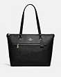 COACH®,GALLERY TOTE,Leather,Large,Silver/Black,Front View
