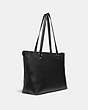 COACH®,GALLERY TOTE,Leather,Large,Silver/Black,Angle View