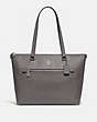 COACH®,GALLERY TOTE,Leather,Large,Silver/Heather Grey,Front View