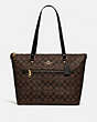 COACH®,GALLERY TOTE IN SIGNATURE CANVAS,Leather,Large,Gold/Brown Black,Front View
