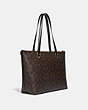 COACH®,GALLERY TOTE IN SIGNATURE CANVAS,Leather,Large,Gold/Brown Black,Angle View