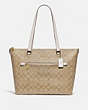 COACH®,GALLERY TOTE IN SIGNATURE CANVAS,Leather,Large,Gold/Light Khaki Chalk,Front View