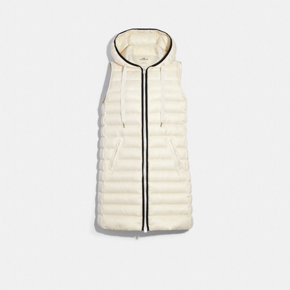 Gilet long en duvet avec capuche