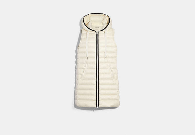 Long Down Vest With Hood