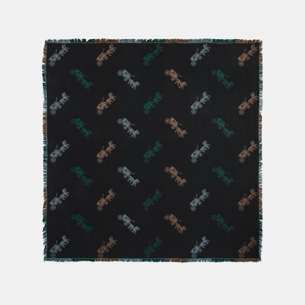 Horse And Carriage Plaid Print Jacquard Oversized Square Scarf