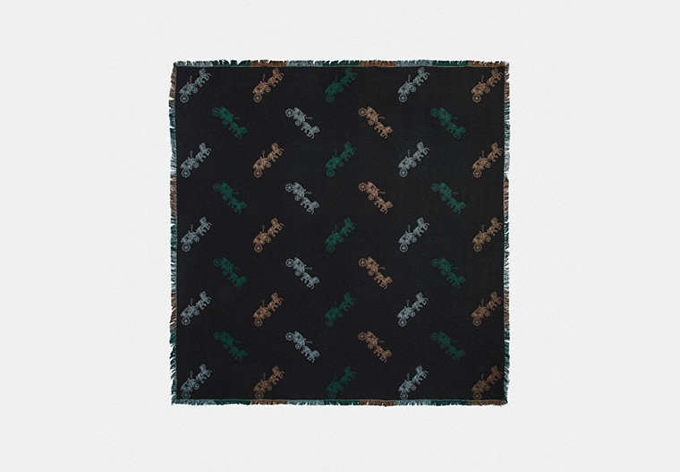 Horse And Carriage Plaid Print Jacquard Oversized Square Scarf