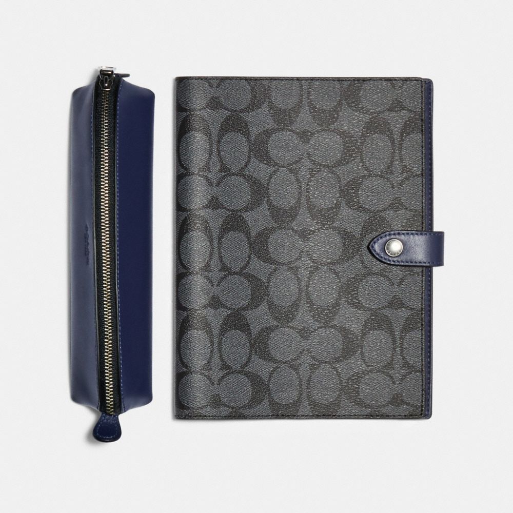 Boxed Notebook And Pencil Case Gift Set In Signature Canvas