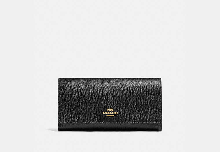 COACH®,TRIFOLD WALLET,Gold/Black,Front View