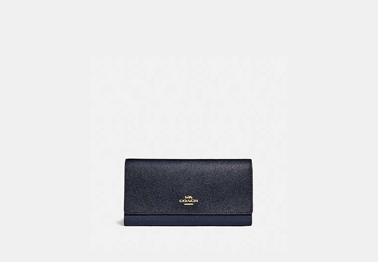 COACH®,TRIFOLD WALLET,Gold/Midnight,Front View