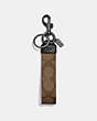 COACH®,LARGE LOOP KEY FOB IN SIGNATURE CANVAS,pvc,Tan,Front View