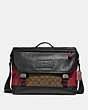 COACH®,RANGER MESSENGER IN COLORBLOCK SIGNATURE CANVAS,pvc,Large,Gunmetal/Tan Soft Red,Front View