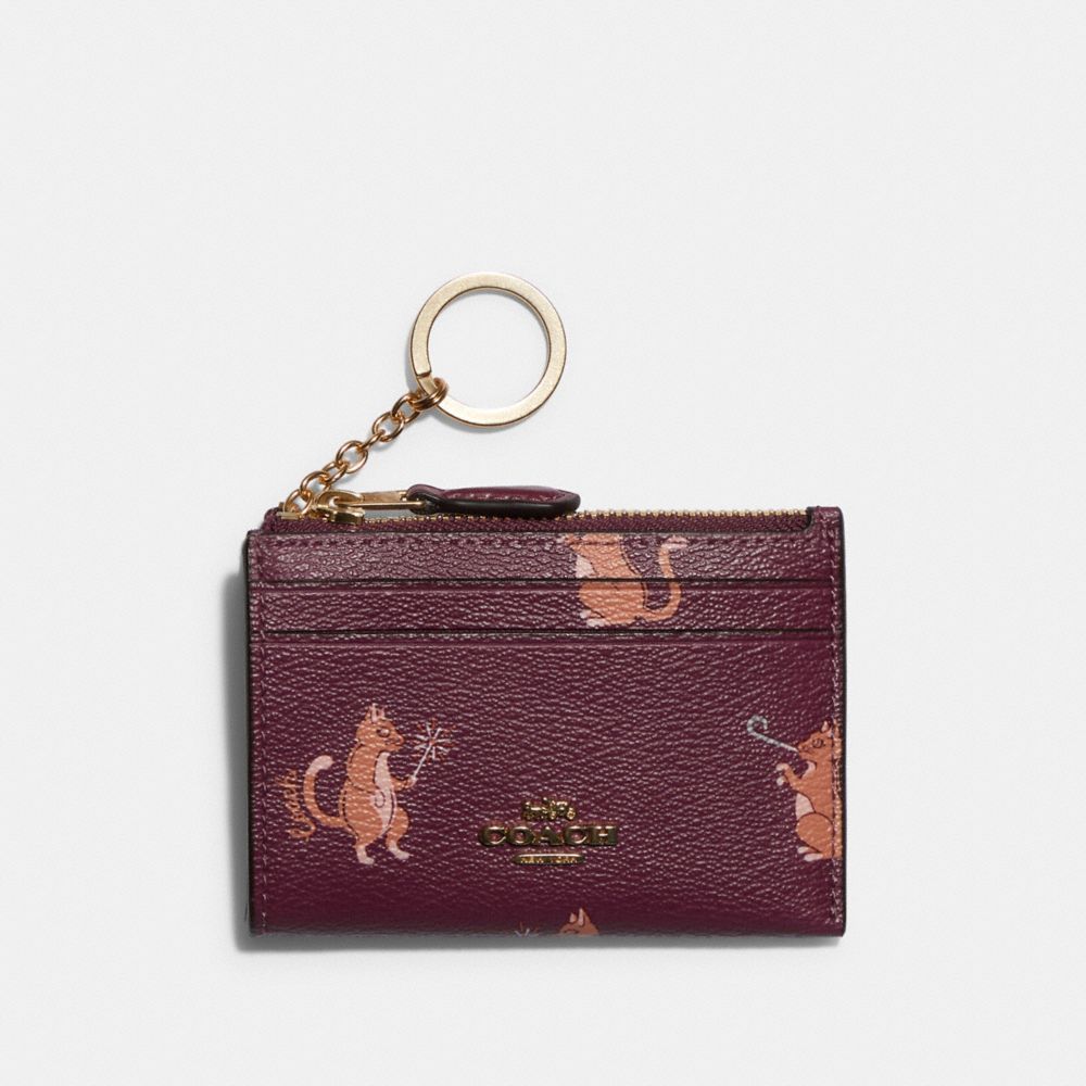 Mini Skinny Id Case With Party Cat Print