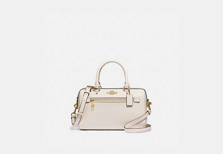 COACH®,ROWAN SATCHEL,Leather,Large,Gold/Chalk,Front View