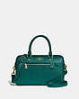 COACH®,ROWAN SATCHEL,Leather,Large,Gold/Viridian,Front View