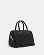 COACH®,ROWAN SATCHEL,Leather,Large,Silver/Black,Angle View
