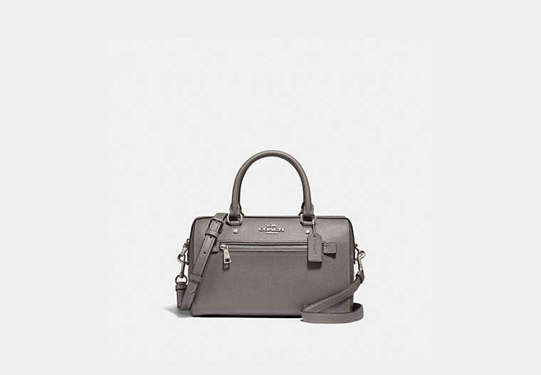 COACH®,ROWAN SATCHEL,Leather,Large,Silver/Heather Grey,Front View
