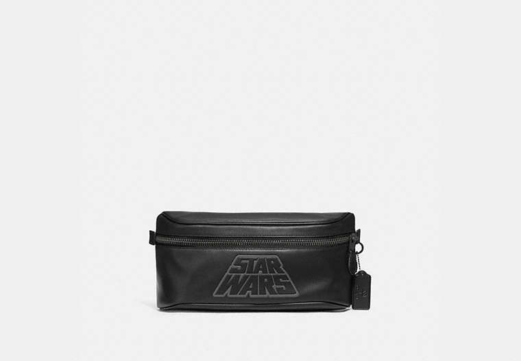 COACH®,STAR WARS X COACH WESTWAY BELT BAG IN SIGNATURE CANVAS WITH MOTIF,Leather,Medium,Gunmetal/Black Multi,Front View