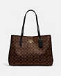 COACH®,LARGE AVENUE CARRYALL IN SIGNATURE CANVAS,pvc,Large,Gold/Brown Black,Front View