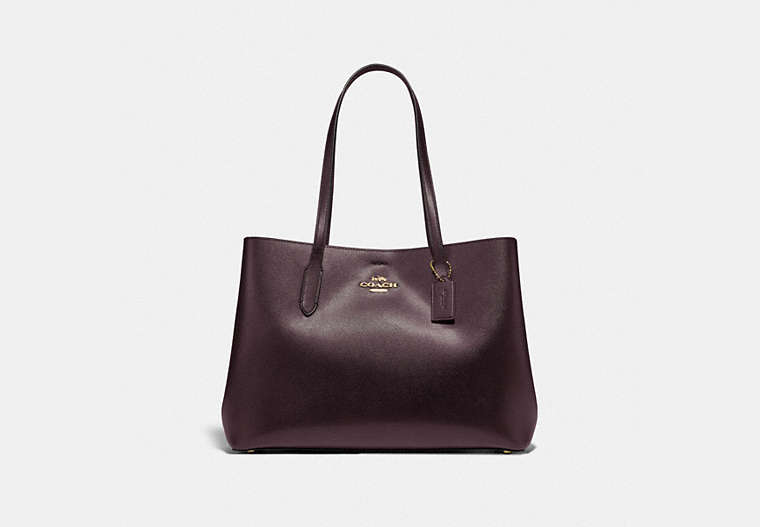 COACH®,LARGE AVENUE CARRYALL,Leather,Large,Gold/Raspberry Black,Front View