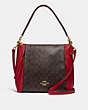 COACH®,MARLON HOBO IN SIGNATURE CANVAS,pvc,Medium,Gold/Brown True Red,Front View