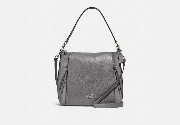 COACH®,MARLON HOBO,Large,Silver/Heather Grey,Front View