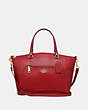 COACH®,PRAIRIE SATCHEL,Leather,Medium,Gold/True Red,Front View