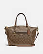 COACH®,PRAIRIE SATCHEL IN SIGNATURE CANVAS,Leather,Small,Gold/Khaki Saddle 2,Front View