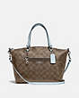 COACH®,PRAIRIE SATCHEL IN SIGNATURE CANVAS,Leather,Small,Silver/Khaki Pale Blue,Front View