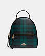 COACH®,JORDYN BACKPACK IN SIGNATURE CANVAS WITH FIELD PLAID PRINT,pvc,Large,Gold/Black/Deep Ocean Multi,Front View