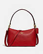 COACH®,LEWIS SHOULDER BAG,Leather,Medium,Gold/True Red,Front View