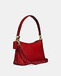 COACH®,LEWIS SHOULDER BAG,Leather,Medium,Gold/True Red,Angle View