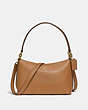 COACH®,LEWIS SHOULDER BAG,Leather,Medium,Gold/LIGHT SADDLE,Front View