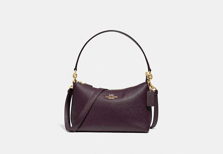 COACH®,LEWIS SHOULDER BAG,Leather,Medium,Gold/Raspberry,Front View