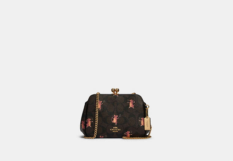 Pearl Kisslock Crossbody In Signature Canvas With Party Mouse Print