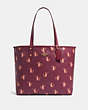 COACH®,REVERSIBLE CITY TOTE WITH PARTY CAT PRINT,pvc,Large,Gold/Dark Berry Multi/Dark Berry,Front View