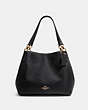COACH®,HALLIE SHOULDER BAG,Leather,Medium,Gold/Black,Front View