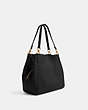 COACH®,HALLIE SHOULDER BAG,Leather,Medium,Gold/Black,Angle View