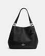 COACH®,HALLIE SHOULDER BAG,Leather,Medium,Silver/Black,Front View