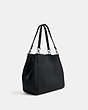 COACH®,HALLIE SHOULDER BAG,Leather,Medium,Silver/Black,Angle View