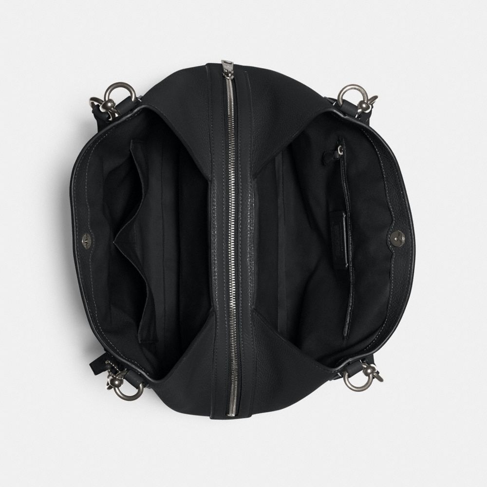 COACH®,HALLIE SHOULDER BAG,Leather,Medium,Silver/Black,Inside View,Top View
