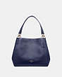 COACH®,HALLIE SHOULDER BAG,Leather,Medium,Silver/Metallic Blue,Front View
